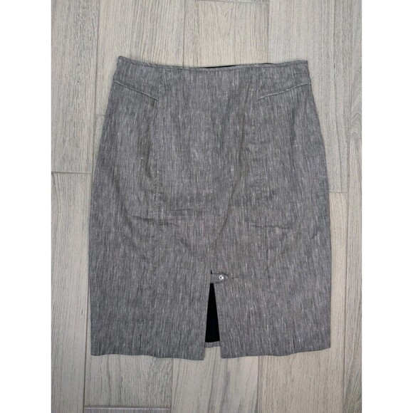 White House Black Market Gray Linen Pencil Skirt 10 - Picture 2 of 6